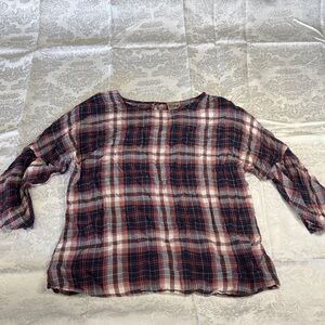 Como Vintage Plaid Blouse - Red and Blue Size M